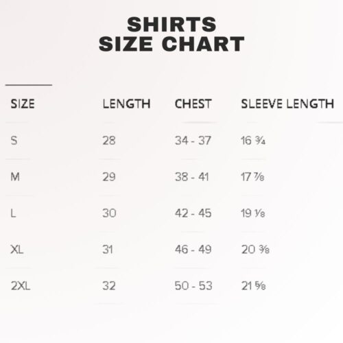 Shirts size chart