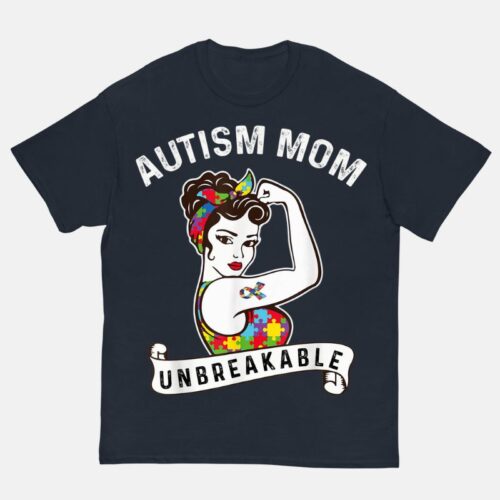 Autism Mom Navy Shirt - Unbreakable