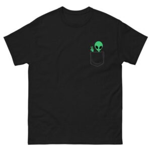 Cute Little Alien In Pocket Peace Shirt