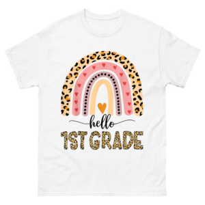 Hello 1st Grade Teacher Leopard Shirt