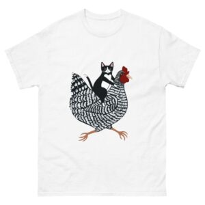 Tuxedo Cat on a Chicken Shirt