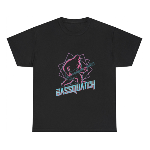 Bassquatch, Vaporwave Bigfoot Bass Guitar Shirt